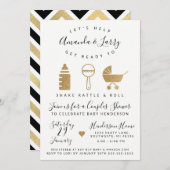 Shake Rattle and Roll Baby shower Invitation Kaart (Voorkant / Achterkant)