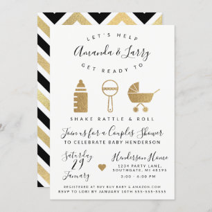 Shake Rattle and Roll Baby shower Invitation Kaart