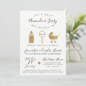 Shake Rattle and Roll Baby Shower Uitnodiging (Staand voorkant)