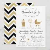 Shake Rattle and Roll Baby Shower Uitnodiging (Voorkant / Achterkant)