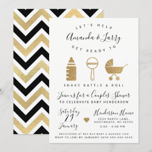 Shake Rattle and Roll Baby Shower Uitnodiging