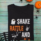 Shake Rattle Boo Dansend Skelet Spook Halloween T-shirt
