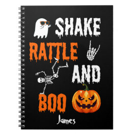 Shake, Rattle, Boo Fun Skeleton Pumpkin Halloween Notitieboek