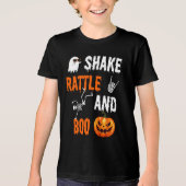 Shake, Rattle, Boo Fun Skeleton Pumpkin Halloween Tri-Blend Shirt (Voorkant)