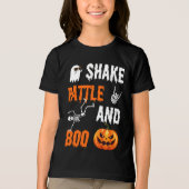Shake, Rattle, Boo Fun Skeleton Pumpkin Halloween Tri-Blend Shirt (Voorkant)