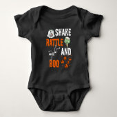 Shake, Rattle, Boo Skelet Zombie Pret Halloween Romper (Voorkant)