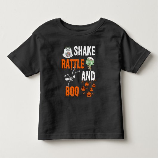 Shake, Rattle, Boo Skeleton Zombie Fun Halloween Kinder Shirts (Voorkant)
