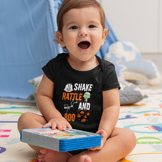 Shake, Rattle, Boo Skeleton Zombie Fun Halloween Romper