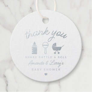 Shake Rattle en Roll Baby shower Bedankjes Labels