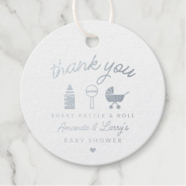 Shake Rattle en Roll Baby shower Bedankjes Labels