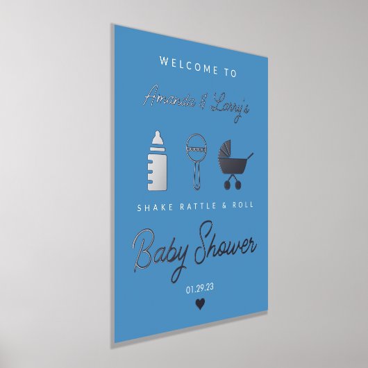 Shake Rattle en Roll Baby shower Welcome Sign Folie Afdrukken (Laagn)