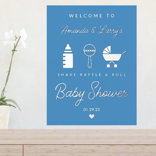Shake Rattle en Roll Baby shower Welcome Sign Folie Afdrukken (Insitu (Entree Tafel))