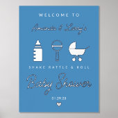 Shake Rattle en Roll Baby shower Welcome Sign Folie Afdrukken (Voorkant)