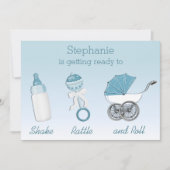 Shake Rattle en Roll Boy Baby shower Kaart (Voorkant)
