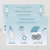 Shake Rattle en Roll Boy Baby shower Kaart (Voorkant / Achterkant)