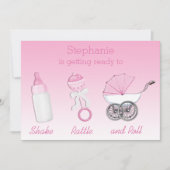 Shake Rattle en Roll Girl Baby shower Kaart (Voorkant)