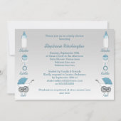 Shake Rattle en Roll Silver Blue Baby shower Kaart (Achterkant)