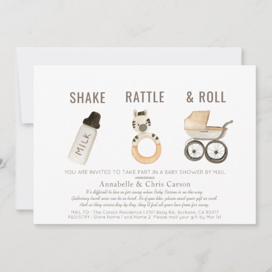 Shake Rattle & Roll Boho Baby shower per mail Kaart (Voorkant)