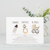 Shake Rattle & Roll Boho Baby shower per mail Kaart (Staand voorkant)