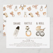 Shake Rattle & Roll Boho Virtual Baby shower Kaart (Voorkant / Achterkant)