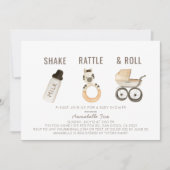 Shake Rattle & Roll Boho Waterverf Baby shower Kaart (Voorkant)