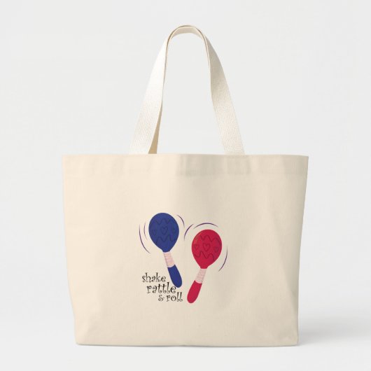 Shake Rattle & Roll Grote Tote Bag (Voorkant)