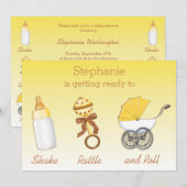 Shake Rattle Roll Neutral Gender Baby shower Kaart (Voorkant / Achterkant)