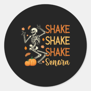 Shake Shake Senora Grappig Skelet Pompoen Ha Ronde Sticker