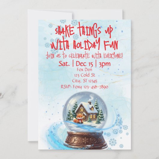Shake Things Up Holiday Fun, Snow Globe Fox  Kaart (Voorkant)