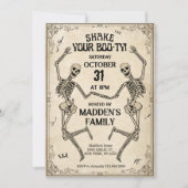 Shake Your Boo-ty  skeletten Halloween Kaart (Voorkant)