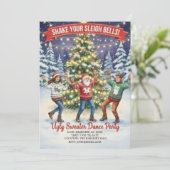 Shake Your Sleigh Bells Ugly Sweater Dance Party  Kaart (Staand voorkant)