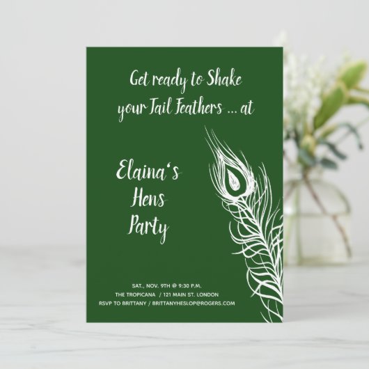 Shake your Tail Feathers Hen Party smaragdgroen Kaart (Staand voorkant)