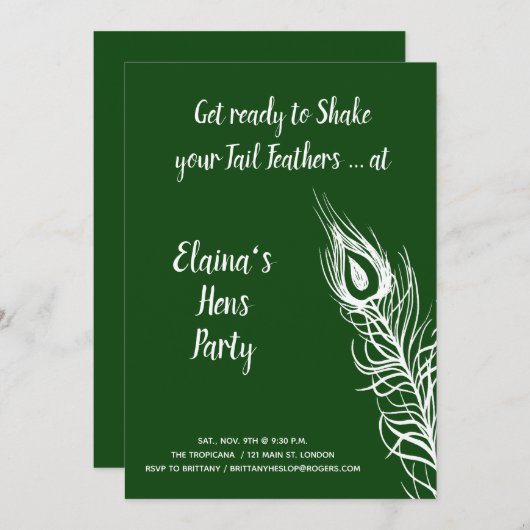 Shake your Tail Feathers Hen Party smaragdgroen Kaart (Voorkant / Achterkant)