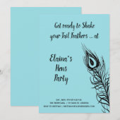 Shake your Tail Feathers Hens-feestje turquoise Kaart (Voorkant / Achterkant)