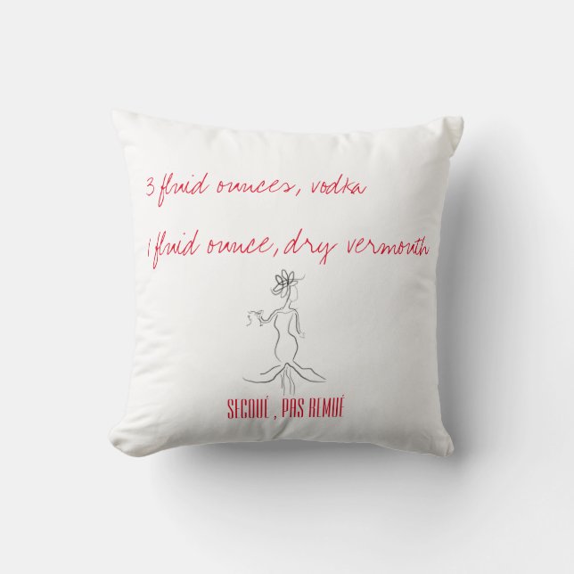 Shaken, niet Stirred Martini Pillow Kussen (Voorkant)