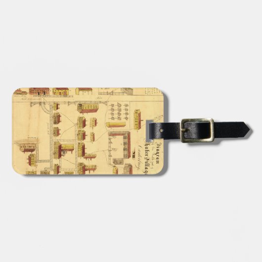 SHAKER VILLAGE MAP, 1849 BAGAGELABEL (Voorkant horizontaal)