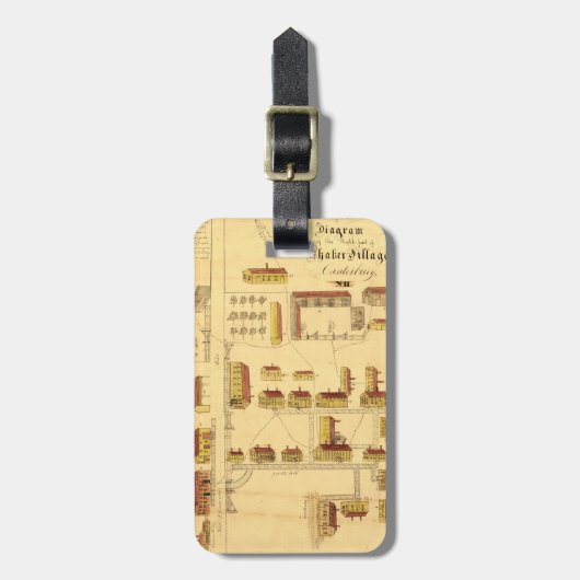 SHAKER VILLAGE MAP, 1849 BAGAGELABEL (Voorkant verticaal)