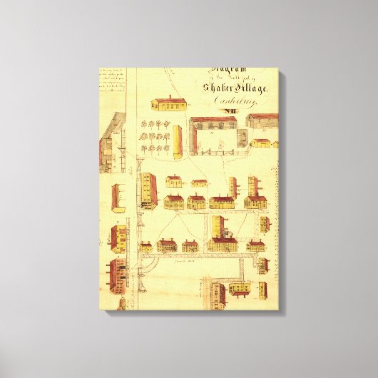 SHAKER VILLAGE MAP, 1849 CANVAS AFDRUK (Voorkant)