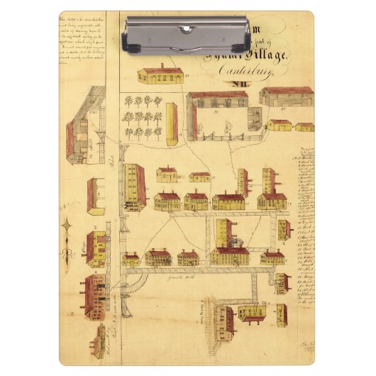 SHAKER VILLAGE MAP, 1849 KLEMBORD (Voorkant)