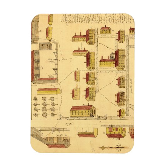 SHAKER VILLAGE MAP, 1849 MAGNEET (Verticaal)