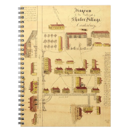 SHAKER VILLAGE MAP, 1849 NOTITIEBOEK (Voorkant)