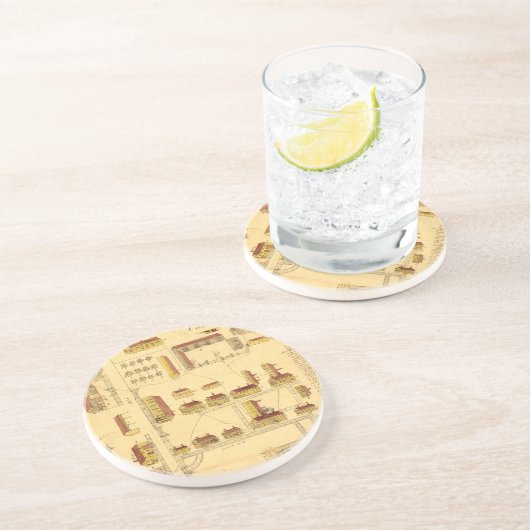 SHAKER VILLAGE MAP, 1849 ZANDSTEEN ONDERZETTER (Zijkant)