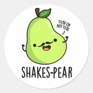 Shakes-pear Funny Pear Fruit Pun Ronde Sticker