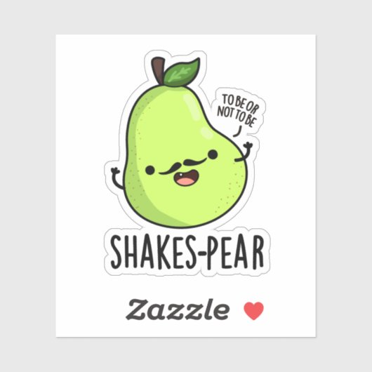 Shakes-pear Funny Pear Fruit Pun Sticker (Vel)