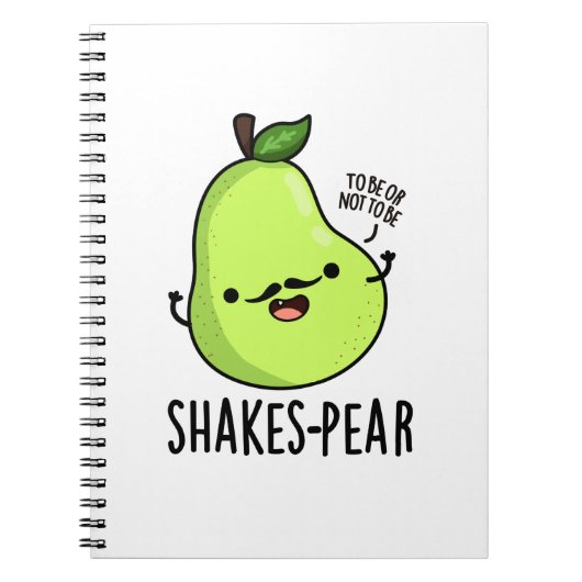 Shakes-pear Grappige Peer Fruit Woordspeling  Notitieboek (Voorkant)