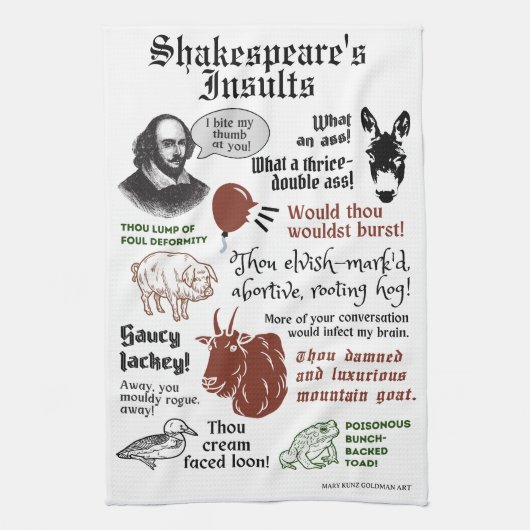 Shakespeare beledigt grappige boekenliefhebber theedoek (Verticaal)