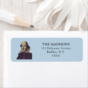 Shakespeare Bookish Elegant Blue Return Adres Etiket