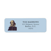 Shakespeare Bookish Elegant Blue Return Adres Etiket (Voorkant)