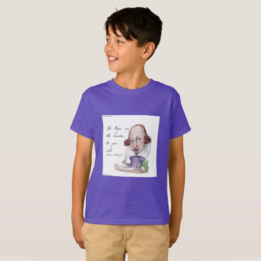 Shakespeare Caricature & Tempest Quote Boys T-shirt (Voorkant volledig)