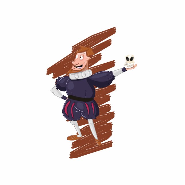 Shakespeare Cartoon Actor. Fotobeeldje Sleutelhanger (Voorkant)